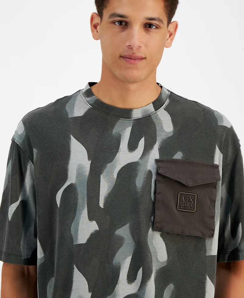 A|X Armani Exchange Men's Bold Camo Print Pocket T-Shirt