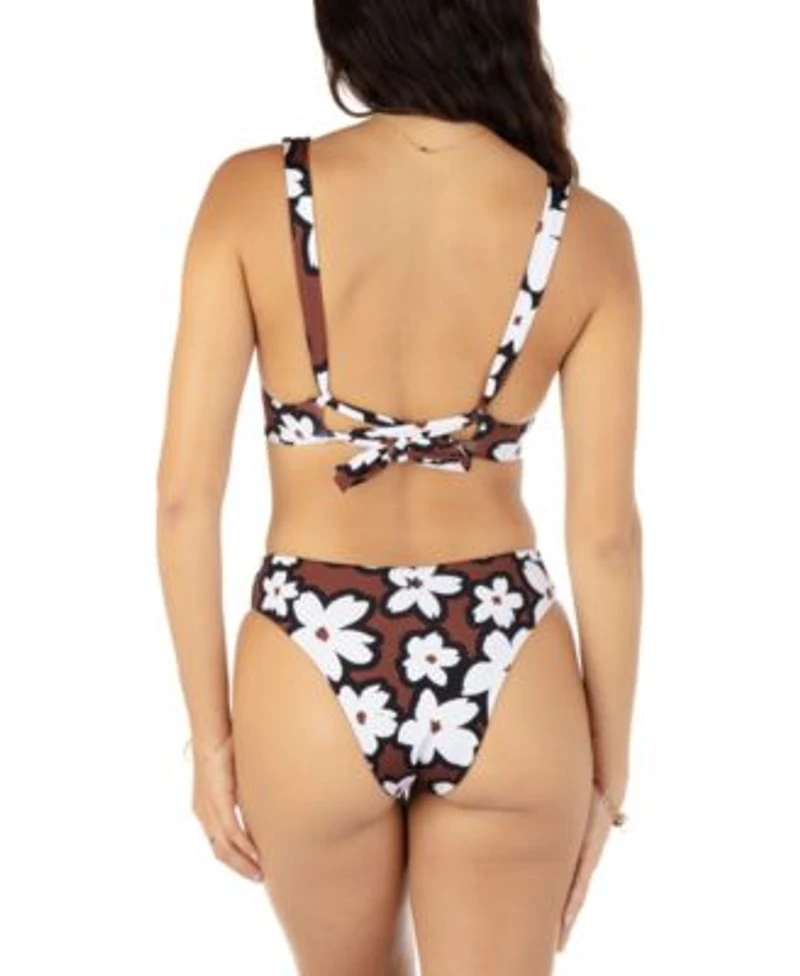 Hurley Womens Bold Daisy Scoop Neck Bikini Top Bold Daisy Mid Rise Bikini Bottoms