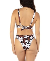 Hurley Womens Bold Daisy Scoop Neck Bikini Top Bold Daisy Mid Rise Bikini Bottoms