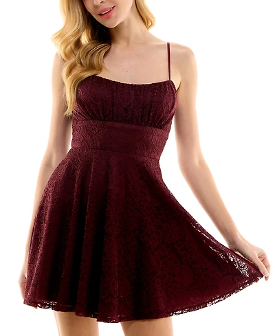 City Studios Juniors' Adjustable Lace Mini Dress