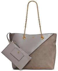 Donna Karan New York Setauket Leather & Suede Tote with Chain Strap