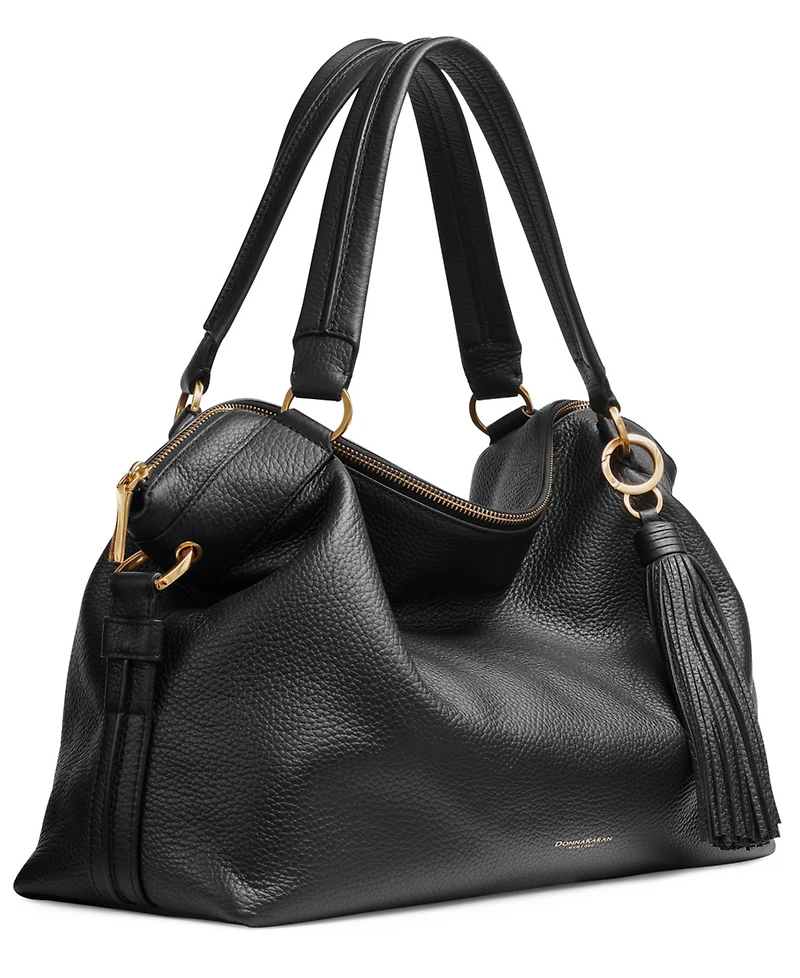 Donna Karan New York Glenwood Top Handle Leather Satchel with Tassel Detail