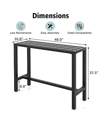 Skonyon 48 Inch Outdoor Bar Table with Waterproof Top and Heavy-duty Metal Frame