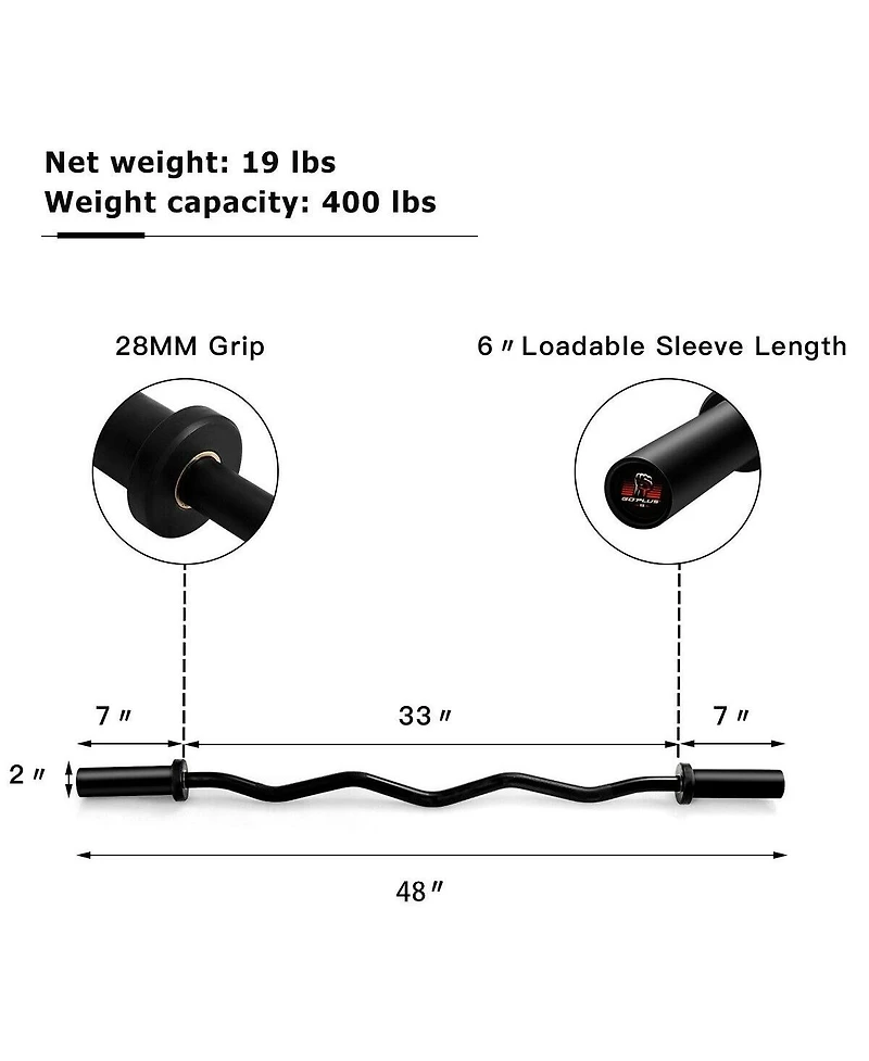 Givimo 48 Inch Phosphate Steel Fitness Equipment Bar