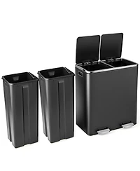 Slickblue 16 Gallon Dual Step Trash Can Recycling Double Bucket Pedal