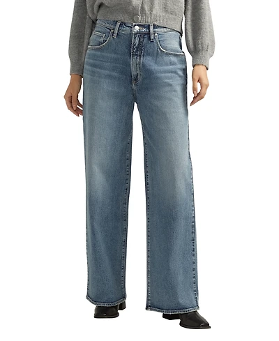 Silver Jeans Co. Women's 90s Baggy Mid Rise Wide Leg Jeans