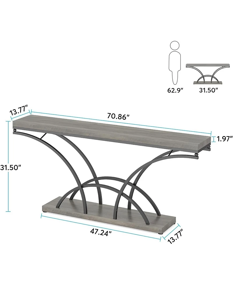Tribesigns 70.9-Inch Narrow Sofa Table, Extra Long Console Tables for Entryway, Tv Console Behind Couch Table with Stylish Metal Frame for Living Room