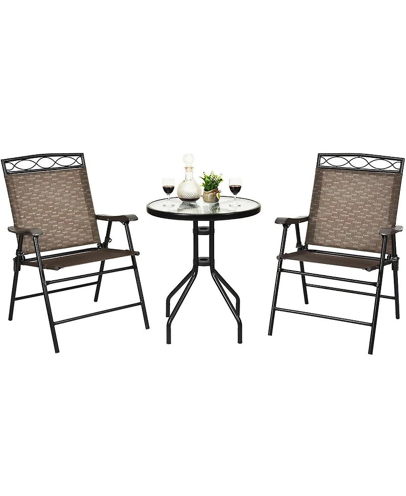 Patio Dining Set with Patio Folding Chairs and Table