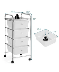 Sugift 4-Drawer Cart Storage Bin Organizer Rolling with Plastic Drawers