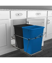 Rev-a-shelf Double Pull Out Trash Can 35 Qt for Kitchen, Blue, Rv-18KD-2218C-S