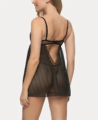 Jezebel Women's Doyenne Mesh Stripe Babydoll Set