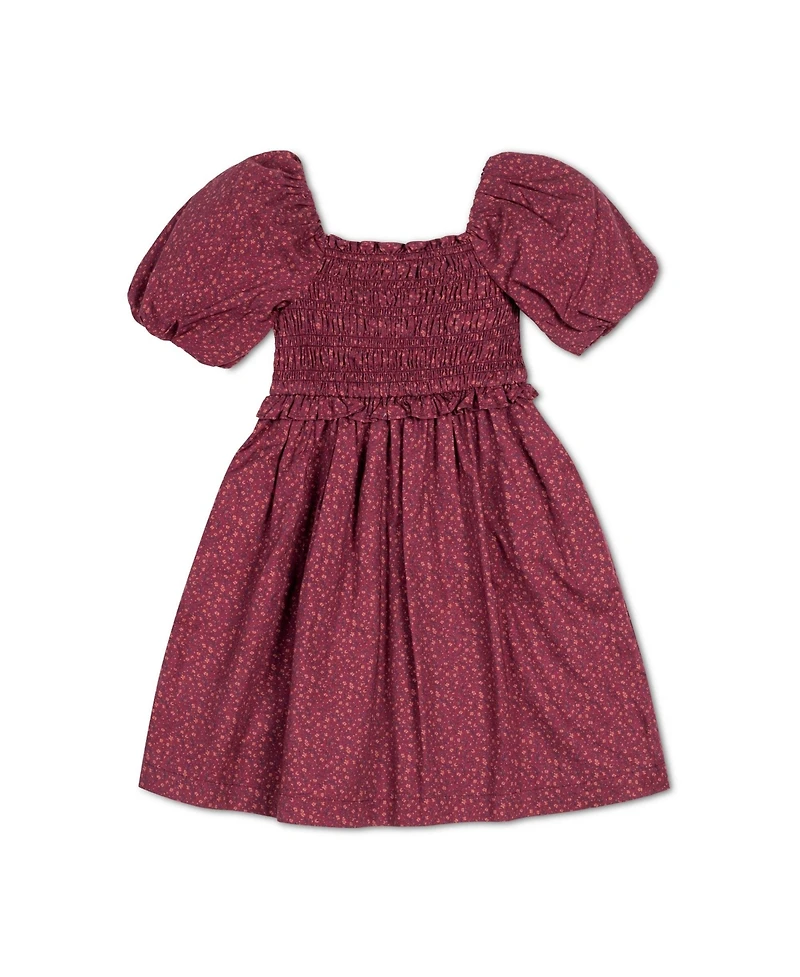 Hope & Henry Toddler Girls Organic Short Bubble Sleeve Smocked Dress