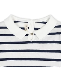 Hope & Henry Baby Girls French Collared Keyhole Long Sleeve Sweater