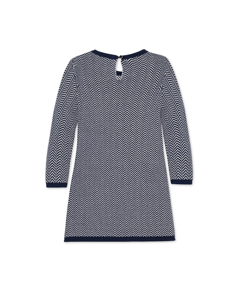Hope & Henry Baby Girls Organic Long Sleeve Bow Detail Intarsia Sweater Dress