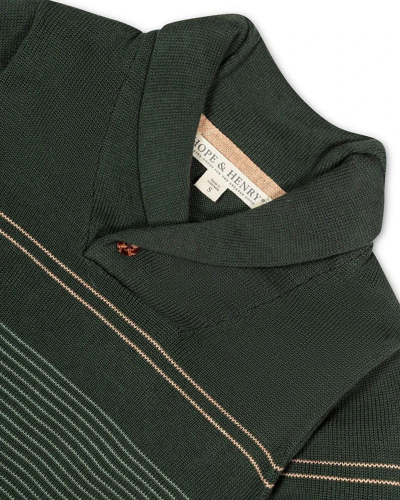 Hope & Henry Baby Boys Organic Long Sleeve Striped Shawl Collar Sweater