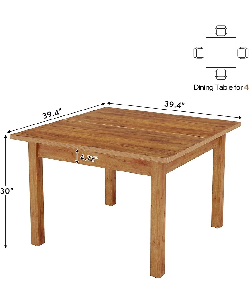 Tribesigns Wood Dining Table Farmhouse Kitchen Table for Dining Room Living Room, 2-4 Person Dining Room Table Square Dinner Tables with Wooden Legs O