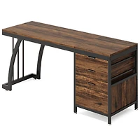 Tribesigns 59 Inch Computer Desk with 3 Drawers, Industrial Pc Study Writing Table Workstation File Storage, Home Office Desks