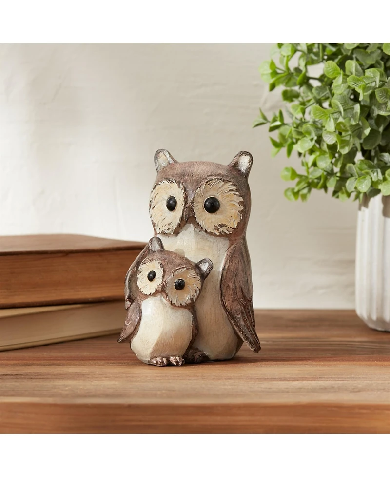 Slickblue Owl with Baby Figurine Charming Family Home Decor Accent (Set of 4)