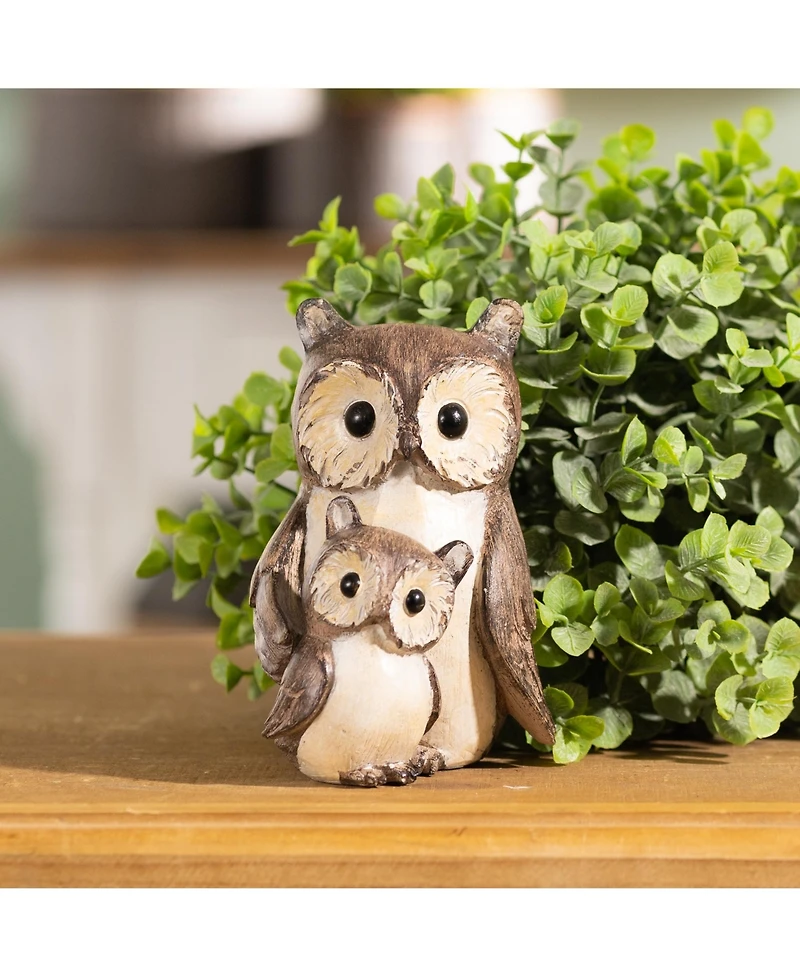 Slickblue Owl with Baby Figurine Charming Family Home Decor Accent (Set of 4)