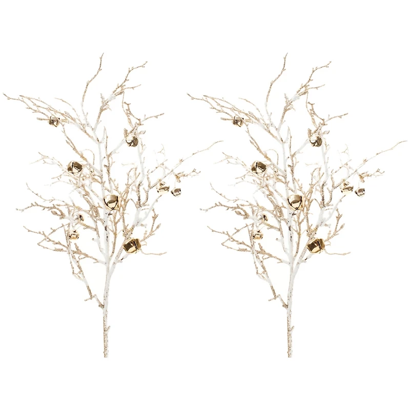 Slickblue Set of 2 Sleigh Bell Branches – Ideal for Festive Holiday and Winter Decor