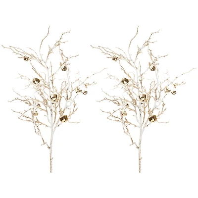 Slickblue Set of 2 Sleigh Bell Branches – Ideal for Festive Holiday and Winter Decor