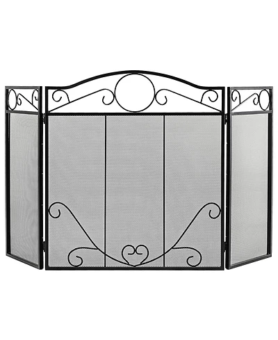 3-Panel Freestanding Fireplace Screen Folded Fire Doors