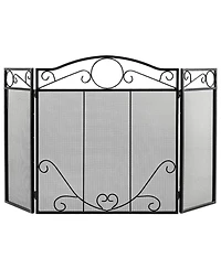 3-Panel Freestanding Fireplace Screen Folded Fire Doors