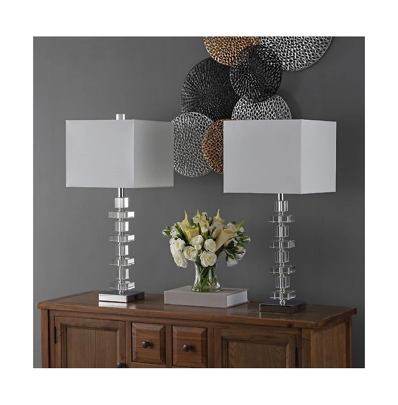 Safavieh Deco Crystal Table Lamp Set Of 2 W/ Usb Port