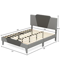 Sugift Full Velvet Upholstered Bed Frame with High Headboard