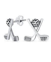 Bling Jewelry Sporty Sterling Silver Golf Studs Earrings Unique Gift for Golfer Enthusiasts