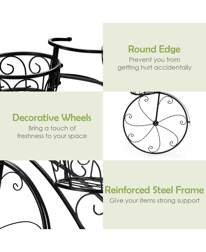 Skonyon Tricycle Plant Stand Flower Pot Cart Holder in Parisian Style