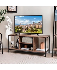 Sugift Tv Stand Entertainment Center with Open Storage Shelves and Power Outlets to 50 Inches