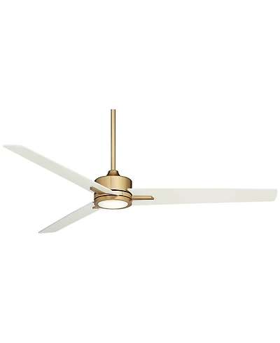 Casa Vieja 60" Monte Largo Modern Indoor Ceiling Fan 3 Blade Led Light Remote Control Soft Brass Finish Bedroom Living Room