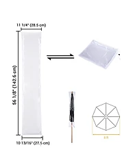 Patio Umbrella Protective Cover Bag Clear Pvc w/ Zipper for 8 Ft Outdoor Canopy