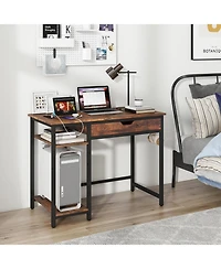 Computer Desk with Charging Station and Drawer & Adjustable Shelf