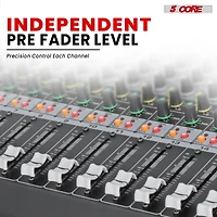 5 Core Audio Dj Mixer 12 Channel Sound Board L Shape w Bluetooth Usb 99 Dsp Effects 48V Phantom Power - Mx 12CH L