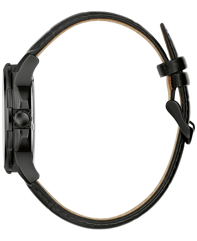 Caravelle Men's Automatic Black Leather Strap Watch 42mm
