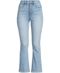 Lands' End Women's Recover High Rise Button Front Kick Flare Crop Jeans