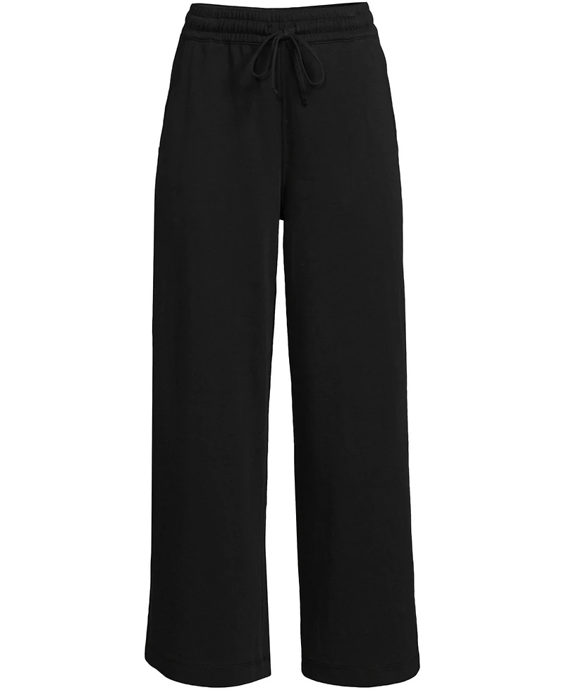 Lands' End Women's Tall Sport Knit Elastic Waist Wide Leg Crop Pants