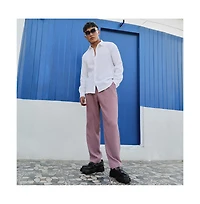 Men's Chalk White Embossed Micro Check Shirt