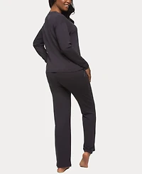 Felina Women's Aria Long Sleeve Crewneck and Pant Lounge Set