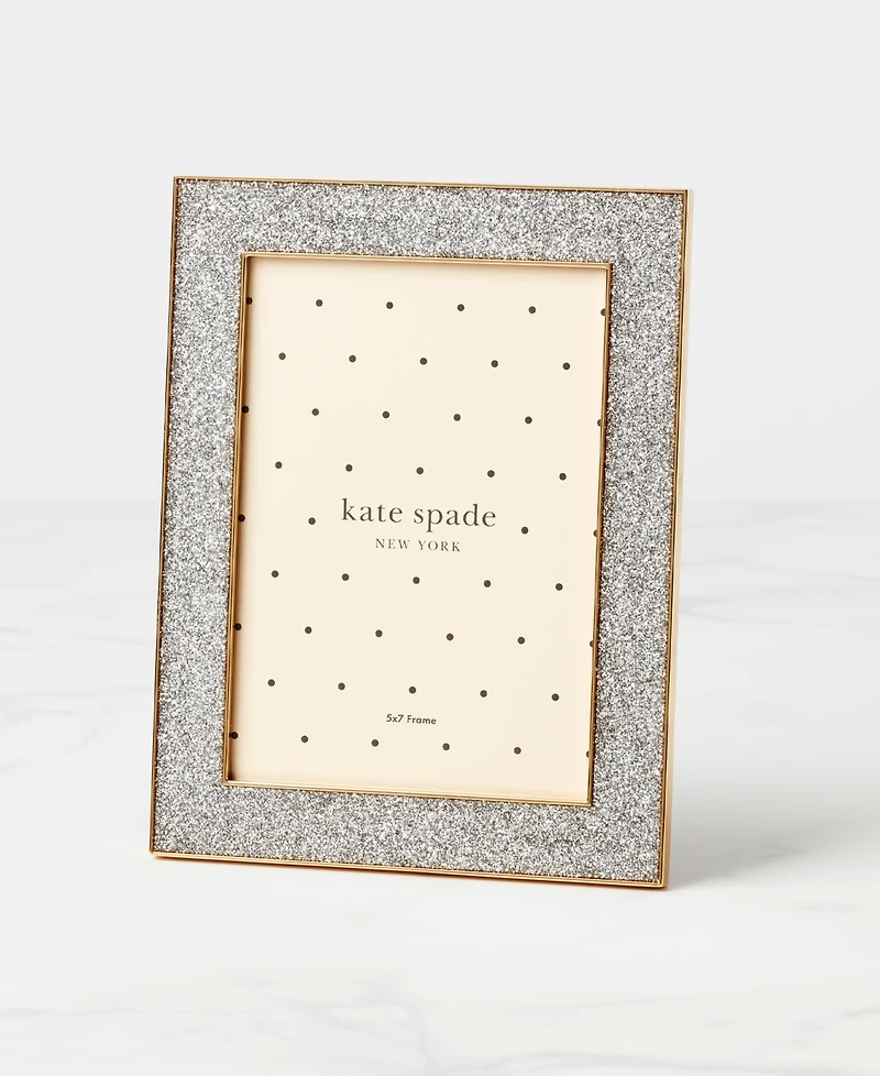 kate spade new york Sitting Pretty Silver Glitter Frame, 5"x 7"