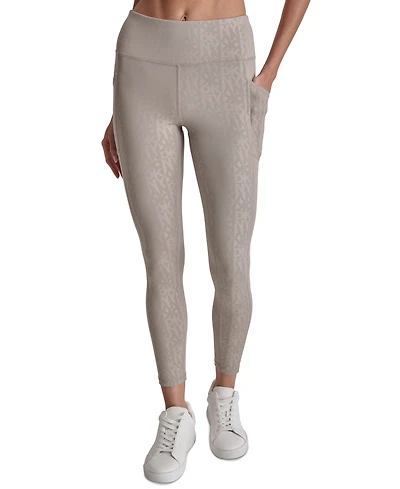 Dkny Women's Active Embossed Interlock High-Waist 7/8 Fitness Tights