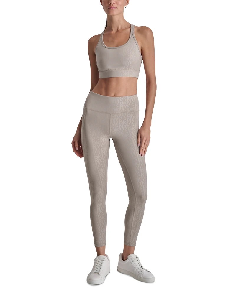 Dkny Women's Active Embossed Interlock High-Waist 7/8 Fitness Tights