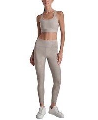 Dkny Women's Active Embossed Interlock High-Waist 7/8 Fitness Tights
