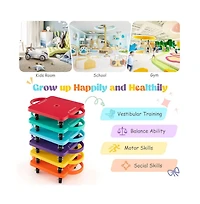 4-Pack Kids Sitting Scooter Board with Handles and Rolling Casters