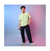 Men's Lime Green Self-Design Creased Box Shirt