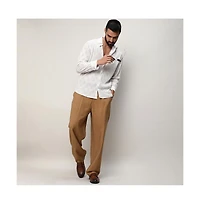 Campus Sutra Men's Chalk White Foil-Pleated Shirt
