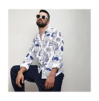 Men's Chalk White:Indigo Blue Seashell Shirt