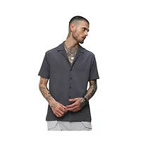 Men's Charcoal Grey Self-Design Block Shirt